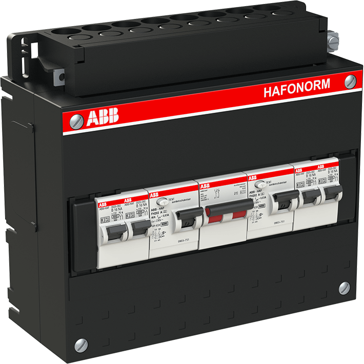 ABB Hafonorm 1-fase groepenkast met 4 groepen, 2 aardlekschakelaars en 2-polige hoofdschakelaar