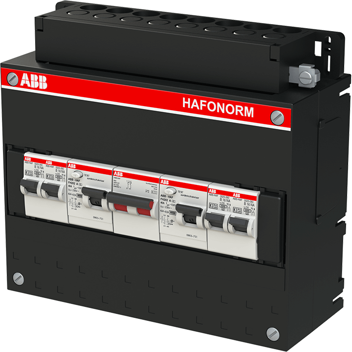 ABB Hafonorm 1-fase groepenkast met 4 groepen, 2 aardlekschakelaars en 2-polige hoofdschakelaar