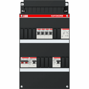 ABB Hafonorm 1-fase groepenkast met 4 groepen, 2 aardlekschakelaars, 2-polige hoofdschakelaar en beltrafo (1SPF006907F0125)