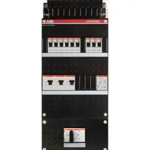 ABB Hafonorm 3-fase groepenkast met 9 groepen, 3 aardlekschakelaars, 4-polige hoofdschakelaar en beltrafo (1SPF006907F0699)