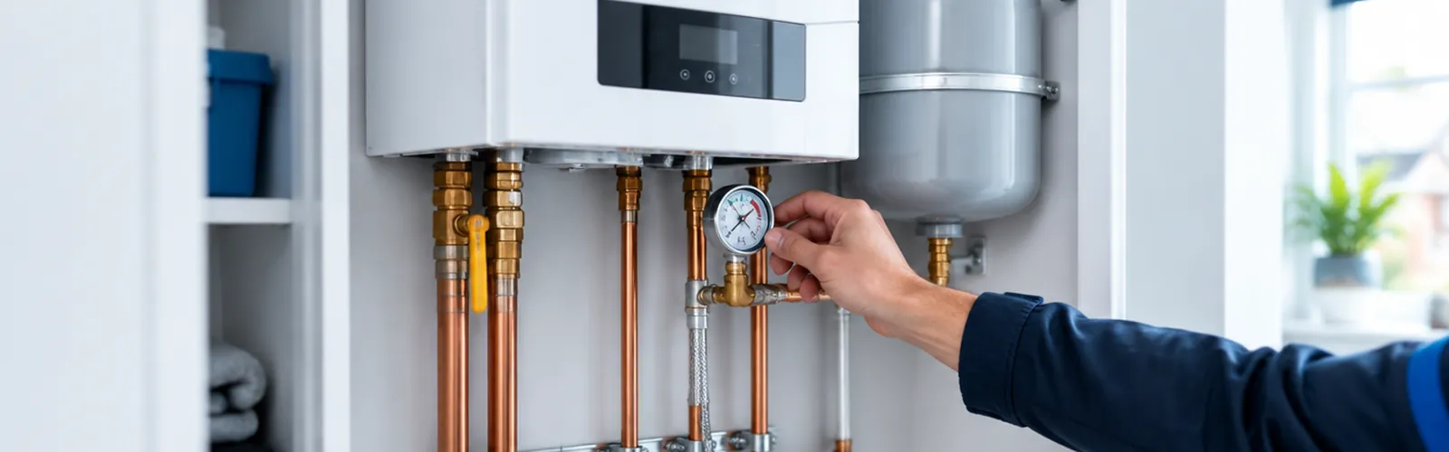 Cv-ketel met display en manometer