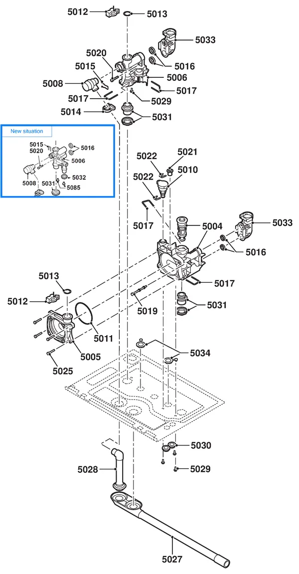 Exploded view Remeha Calenta 25S Solo: Aansluitblok sifon