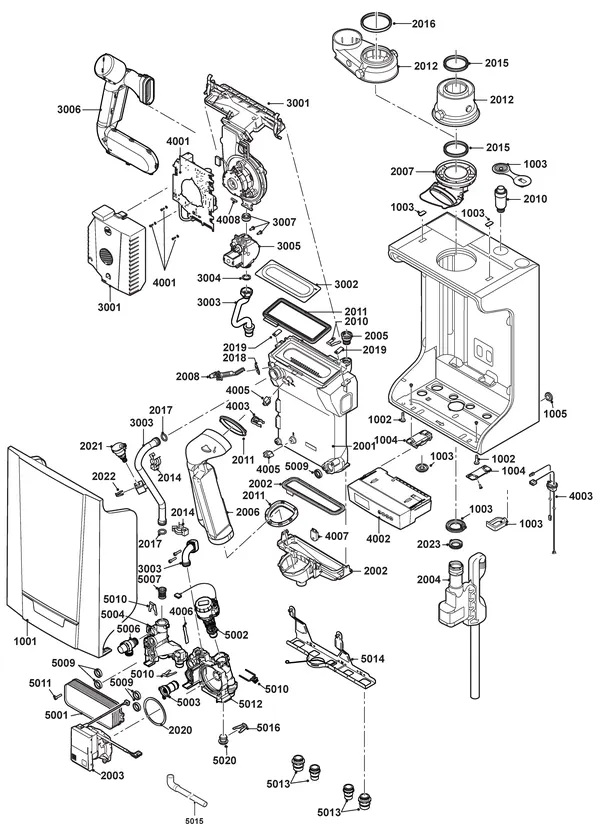 Exploded view Remeha Tzerra Ace 24C CW3: Totaaloverzicht