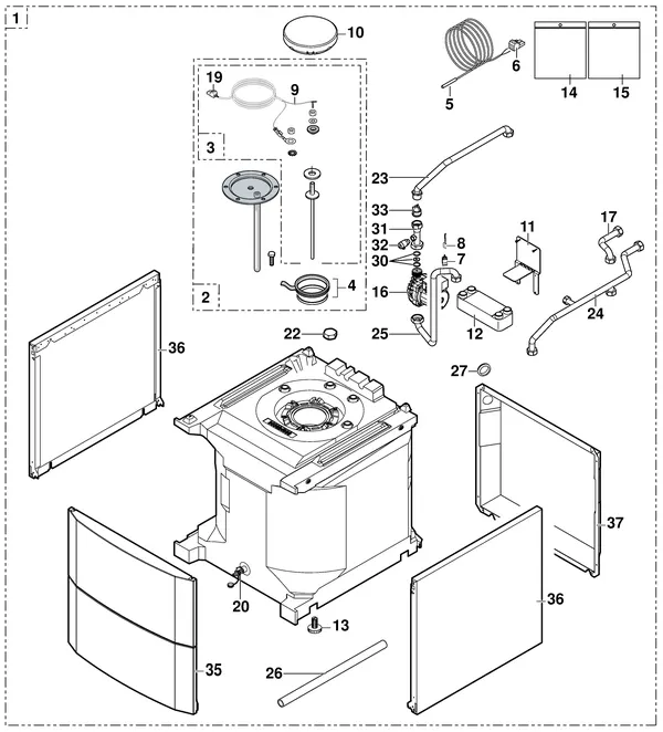 Exploded view Remeha Tank 100 HL: Totaaloverzicht