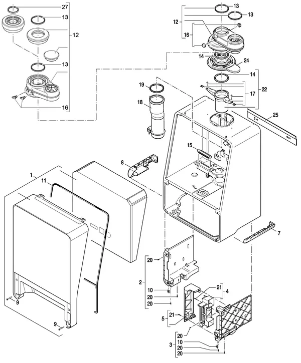 Exploded view Nefit (Bosch) 9000i HR50 Solo Zwart: Mantel