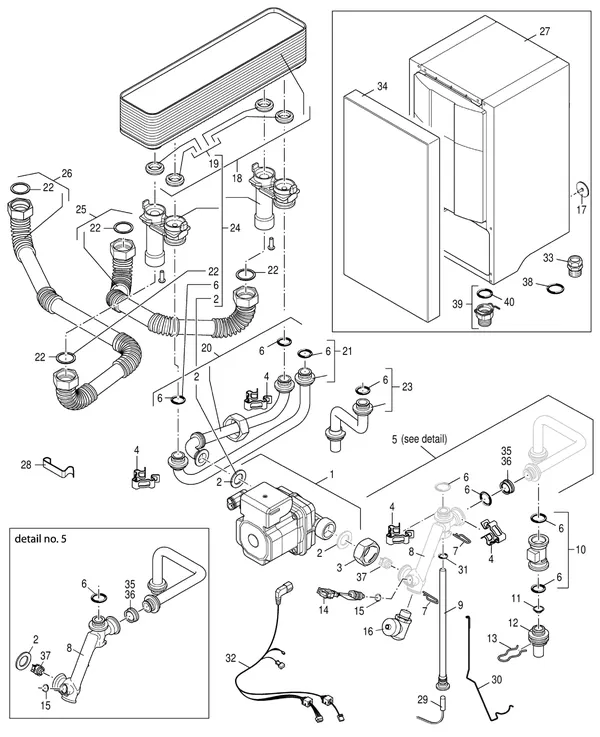 Exploded view Nefit (Bosch) 9000i AquaPower Plus HRC30 CW6: Hydrauliek