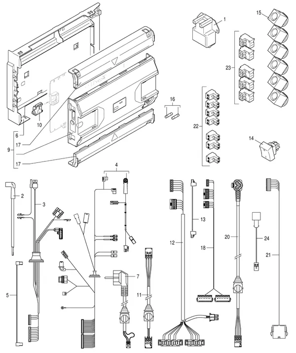 Exploded view Nefit (Bosch) 9000i AquaPower Plus HRC30 CW6: Kabelboom