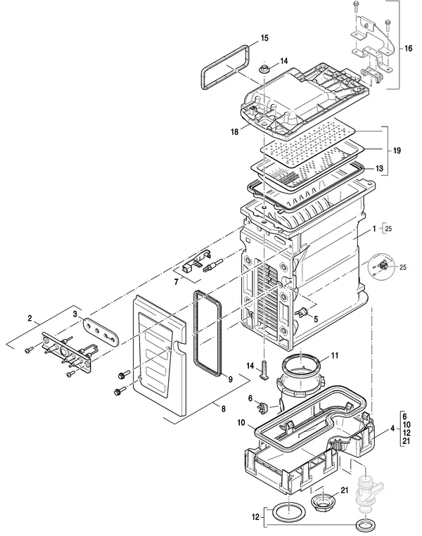 Exploded view Nefit (Bosch) 9000i AquaPower Plus HRC30 CW6: Warmtewisselaar