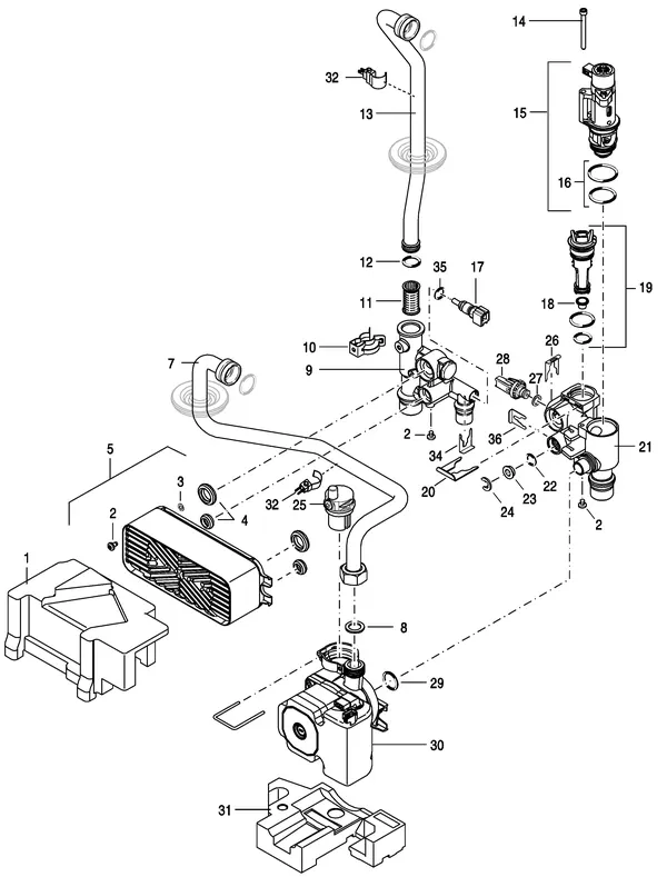 Exploded view Nefit (Bosch) TrendLine II HRC25 CW4 II: Hydroliek