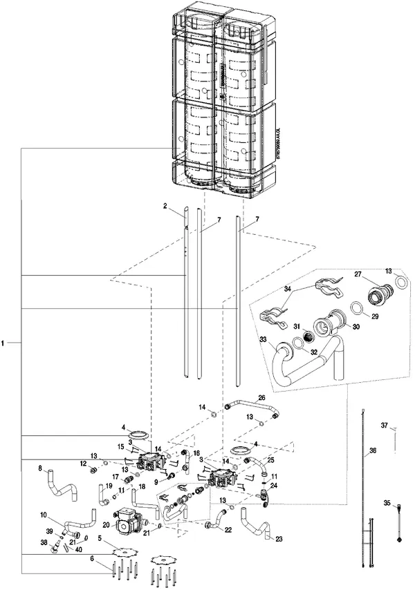 Exploded view Nefit (Bosch) TrendLine II HRC30 CW6 II: Opslag tank hydrauliek