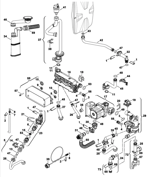 Exploded view Nefit (Bosch) BaseLine HRC24 CW3 II: Hydrauliek