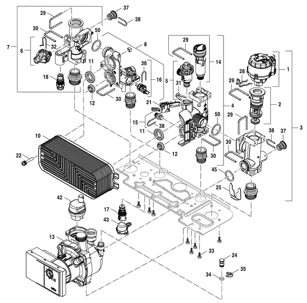 Exploded view Nefit (Bosch) 2300i HRC25/4: Hydrauliekblok