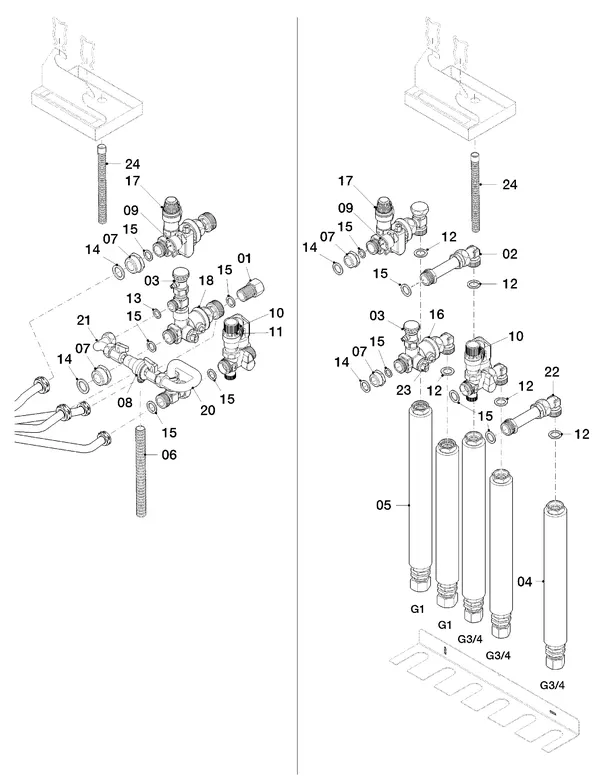 Exploded view Vaillant uniTOWER VIH QW 190/1 E (0010019709): Aansluittoebehoren