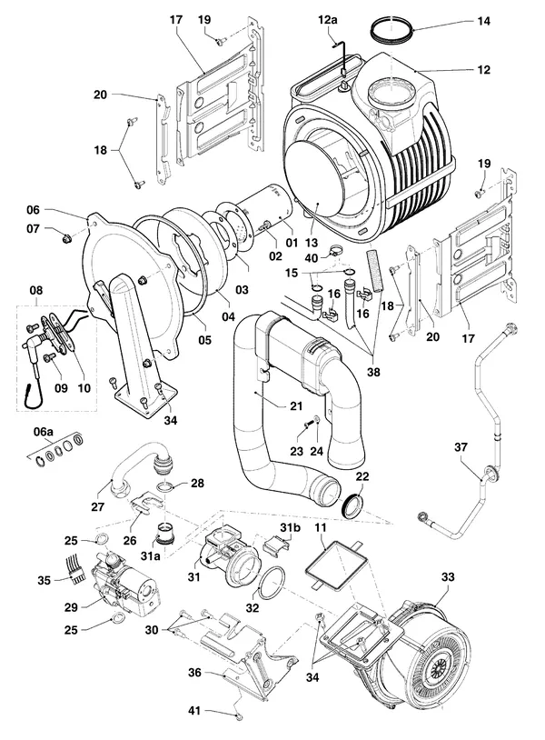 Exploded view Vaillant ecoCOMPACT VSC 306/4-5 90: Brander gasblok warmtewisselaar