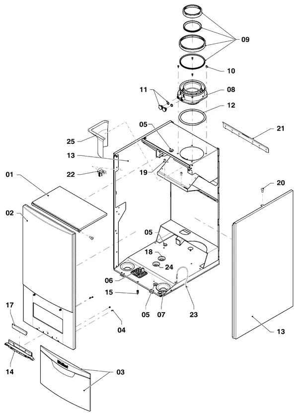 Exploded view Vaillant ecoTEC plus VC 1006/5-5 R3: Manteldelen