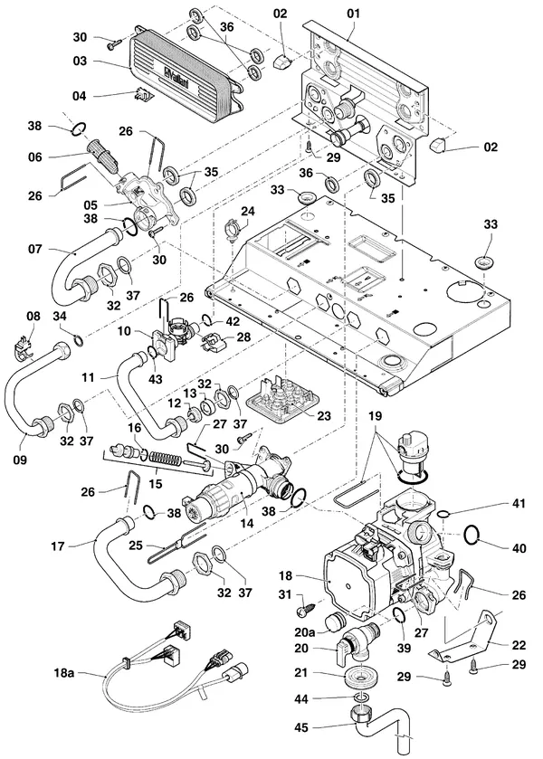 Exploded view Vaillant ecoTEC classic VHR 28-34/5-3 R2: Hydraulische delen hydroblock