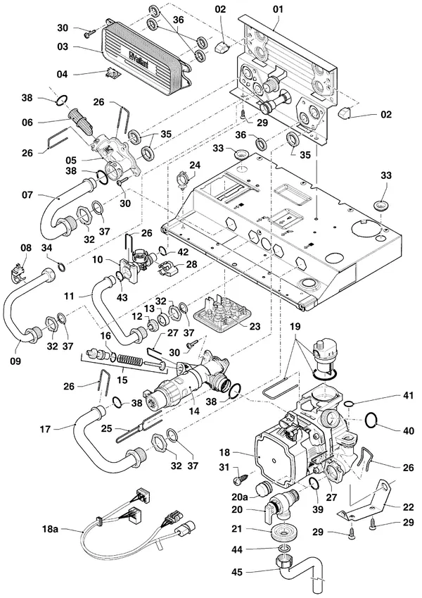 Exploded view Vaillant ecoTEC classic VHR 23-28/5-3 EXP R2: Hydraulische delen hydroblock