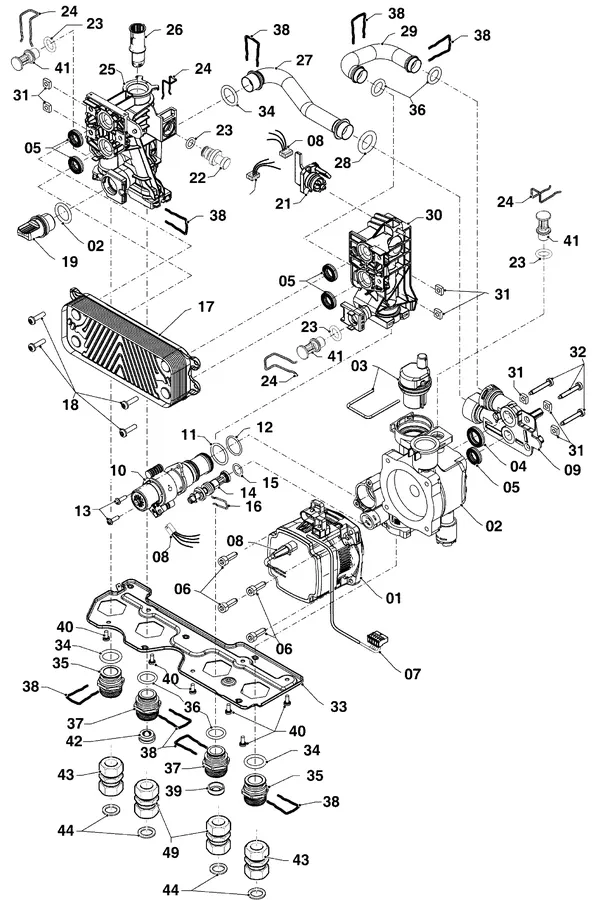 Exploded view Vaillant ecoFIT pro VUW 256/6-3: Hydraulische delen