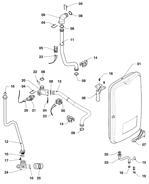 Exploded view Vaillant ecoFIT pro VUW 356/6-3: Aansluitdelen