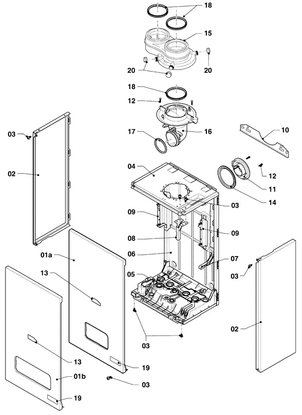 Exploded view Vaillant ecoFIT pro VUW 356/6-3: Manteldelen