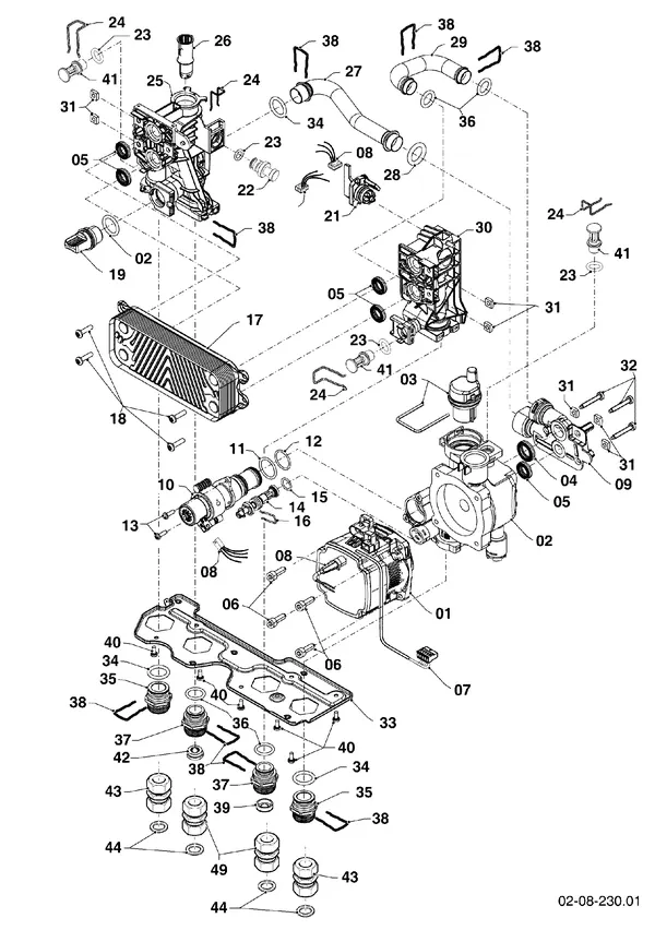 Vue éclatée Vaillant ecoFIT pro VUW 256/6-3 EXP : Pièces hydrauliques