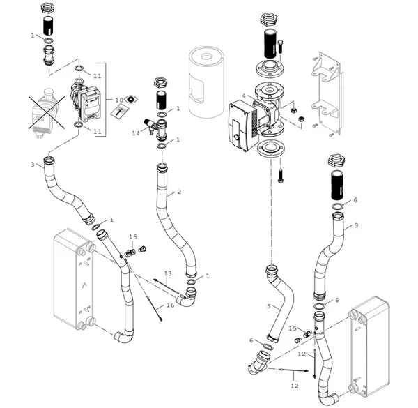 Exploded view Bosch Compress 7000 LW EHP 38-2 LW: Pompgroep 38 48