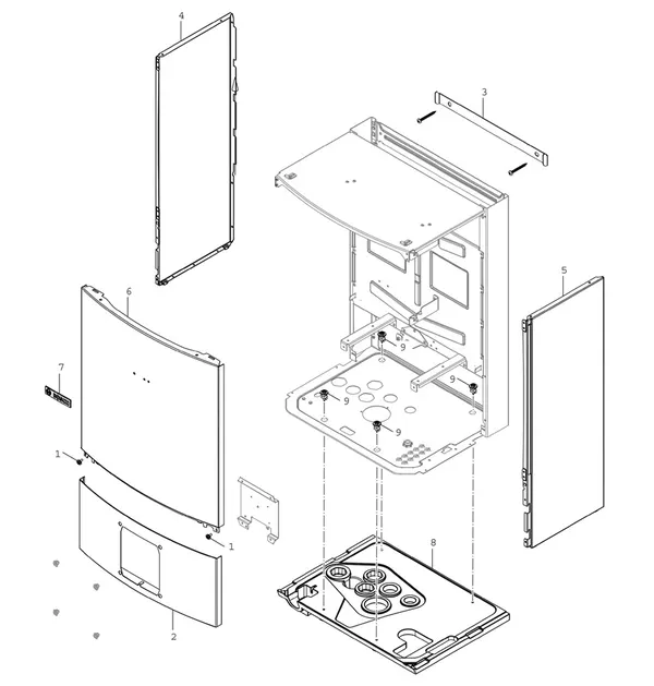 Vue éclatée Bosch Compress Hybrid 3400i AWS (CS3400iAWS 14B) : Habillage de l'appareil