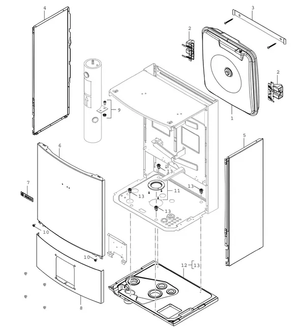 Vue éclatée Bosch Compress 3400i AWS (CS3400iAWS 10E) : Habillage de l'appareil