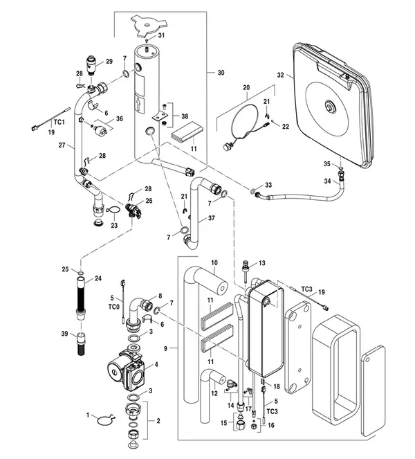 Vue éclatée Bosch Compress 3400i AWS (CS3400iAWS 14E) : Hydraulique