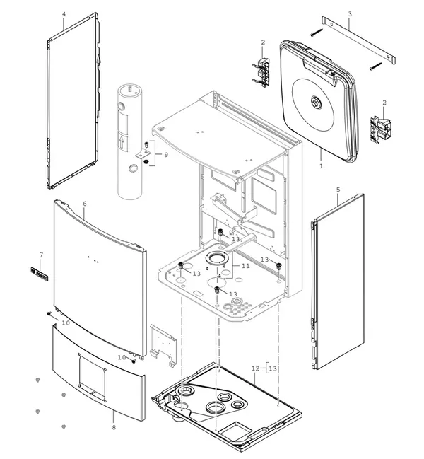 Vue éclatée Bosch Compress 3400i AWS (CS3400iAWS 14E) : Habillage de l'appareil
