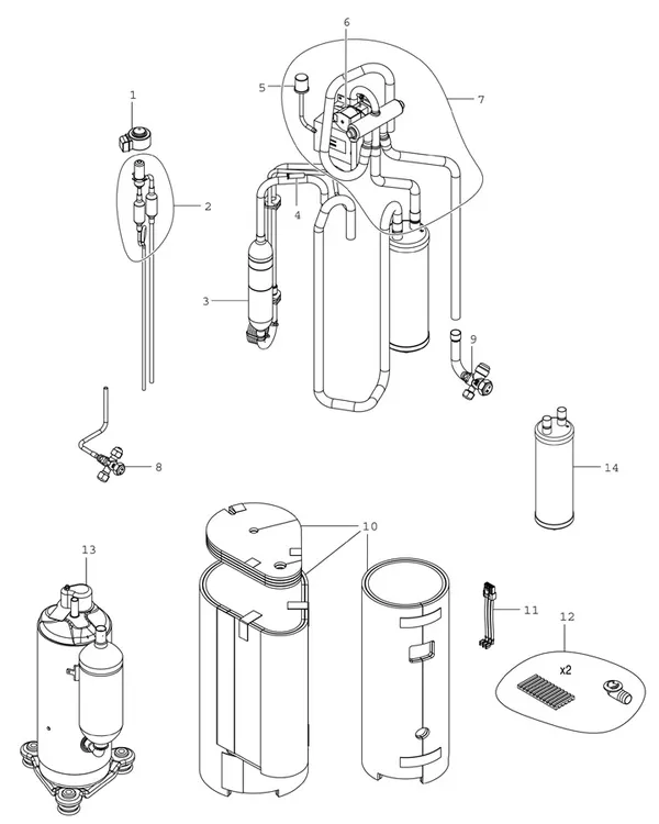 Exploded view Bosch Compress 3400i AWS 6kW (CS3400iAWS 6 OR-S): Koelmiddelcircuit