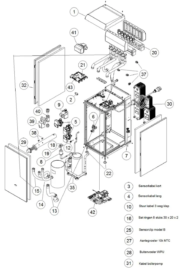 Exploded view Itho Daalderop 4e generatie WPU 75i 545-0470: Totaaloverzicht