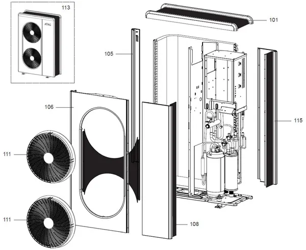 Exploded view Atag ODM 9 T | buitenunit 3-fase: Mantel