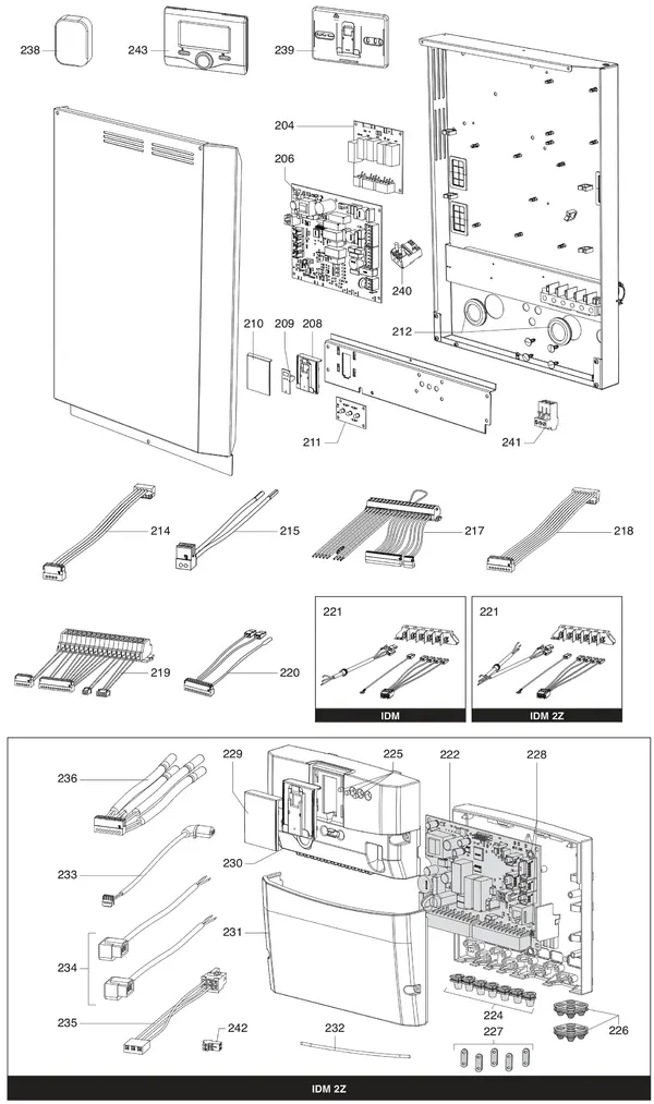 Exploded view Atag IDM | binnenunit wand: Elektrische componenten