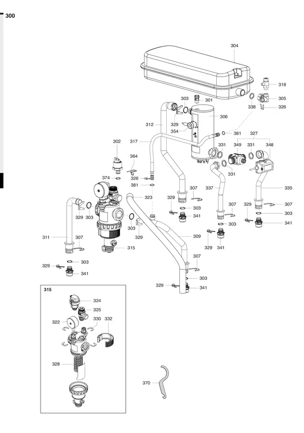 Exploded view Atag Energion IDU M: Hydraulische componenten