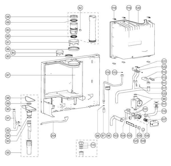 Exploded view Atag Q25CR | vanaf 2020 OSS2: Achterwand