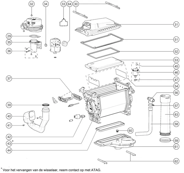 Exploded view Atag Q42CR | vanaf 2020 OSS3: Warmteblok