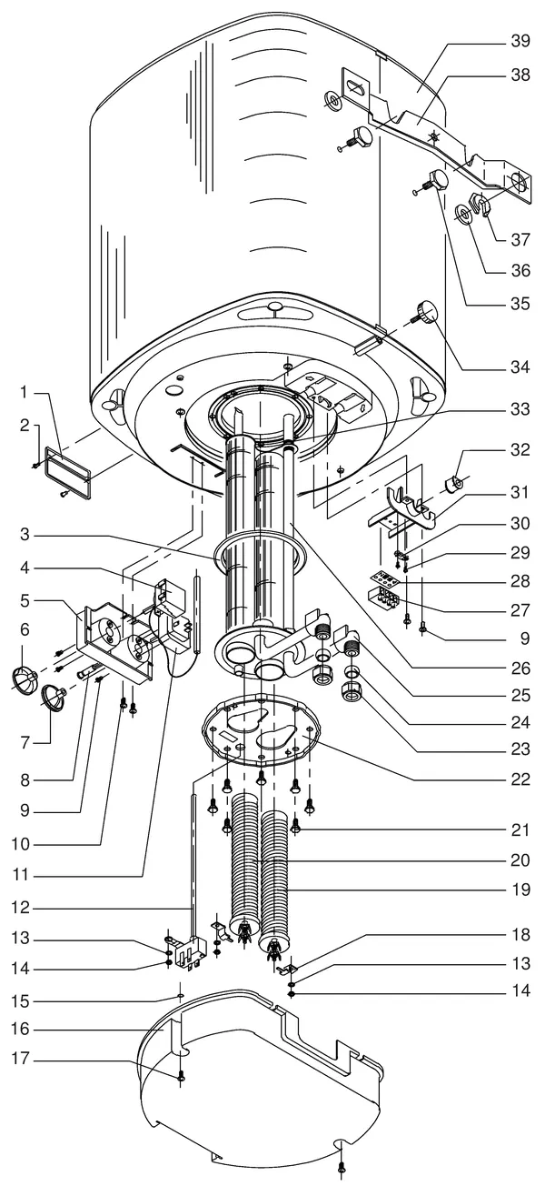 Exploded view Itho Daalderop Duo 80: Totaaloverzicht