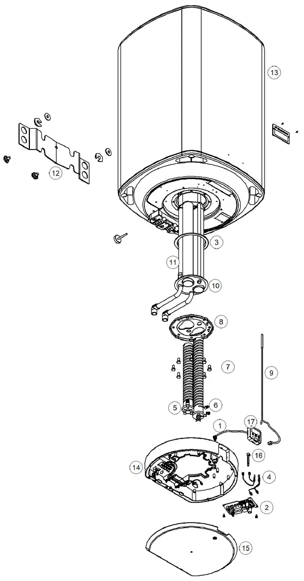 Exploded view Itho Daalderop Mono-plus 120: Totaaloverzicht