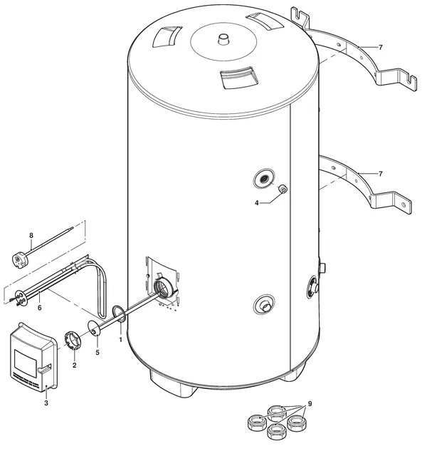 Exploded view Remeha Aqua Pro (en Premier Plus): Totaaloverzicht