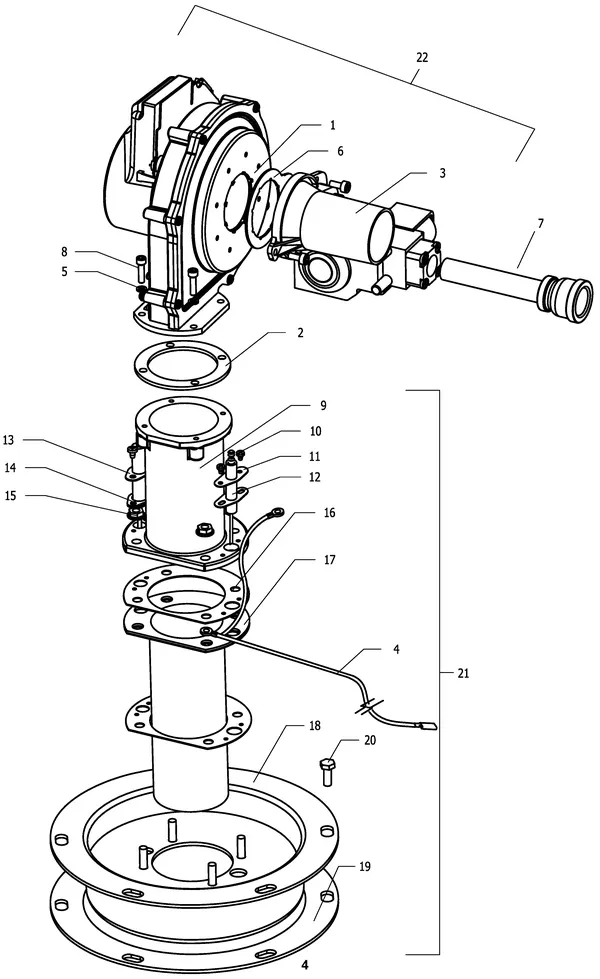 Exploded view Remeha EBW PRO 79-300: Gasblok en ventilator