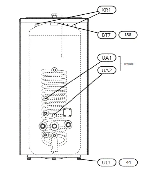 Exploded view Nibe VPB 750: Totaaloverzicht