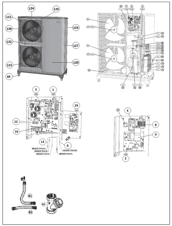 Exploded view Nibe Fighter F2040-16 | 064108: Totaaloverzicht