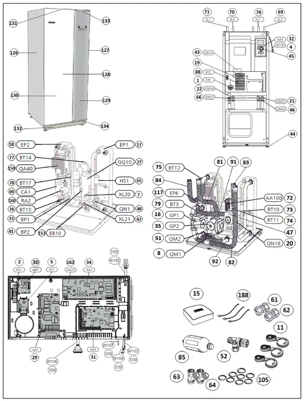 Exploded view Nibe F1155-6 PC | 065276: Totaaloverzicht