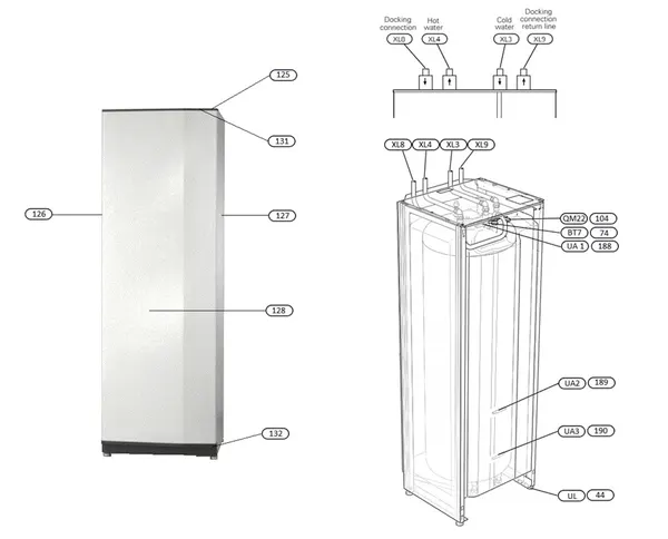 Vue éclatée Nibe VPB S300 R : Vue d'ensemble