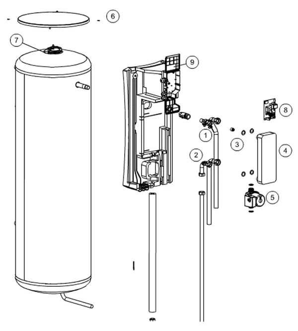 Exploded view Itho Daalderop OLB2 500 DDSLT: Totaaloverzicht