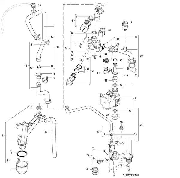 Exploded view Nefit (Bosch) 9700i HR35: Hydrauliek