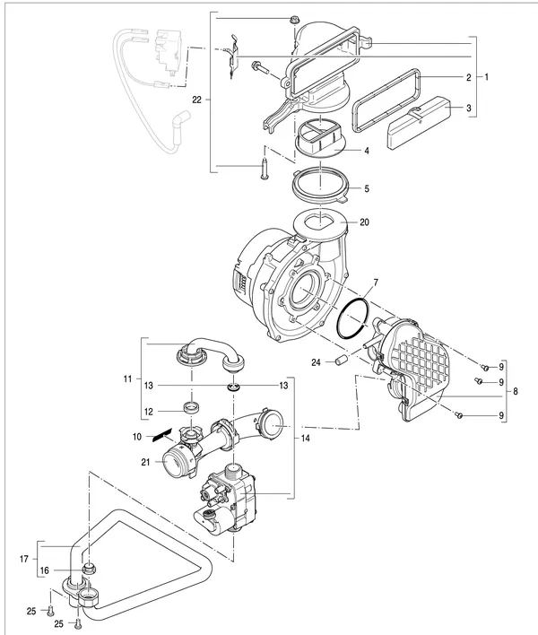 Exploded view Nefit (Bosch) 9700i HR50: Gasregelblok