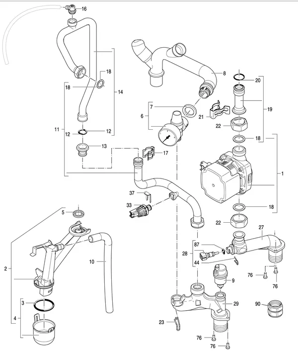 Exploded view Nefit (Bosch) 9700i HR50: Hydrauliek