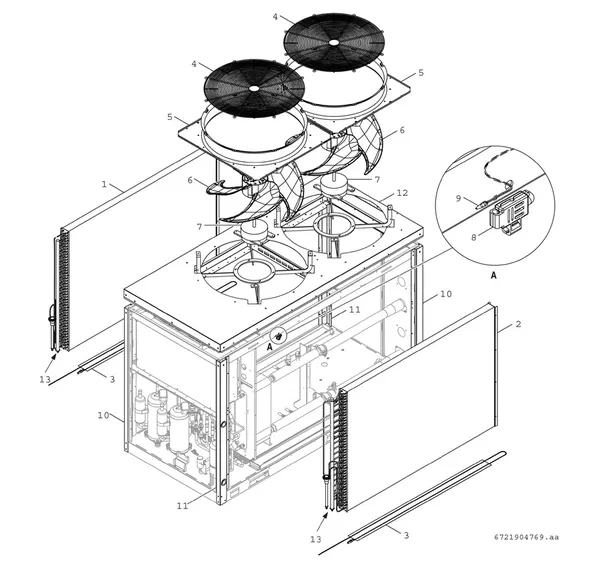 Exploded view Bosch Compress 3000 AWP (CS3000AWP 41 P): Ventilator warmtewisselaar